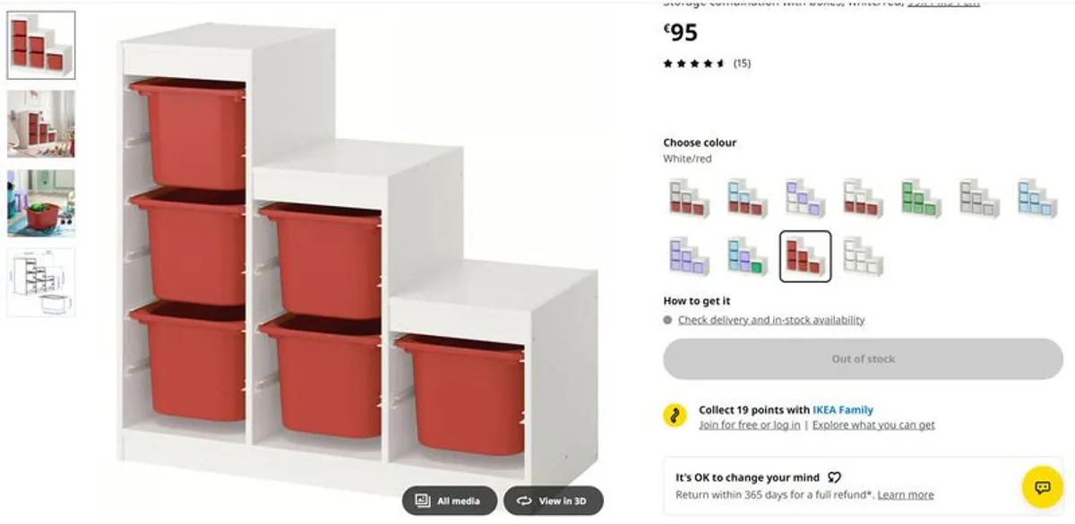 IKEA Trofast storage unit - white with red and green bins - Image 3