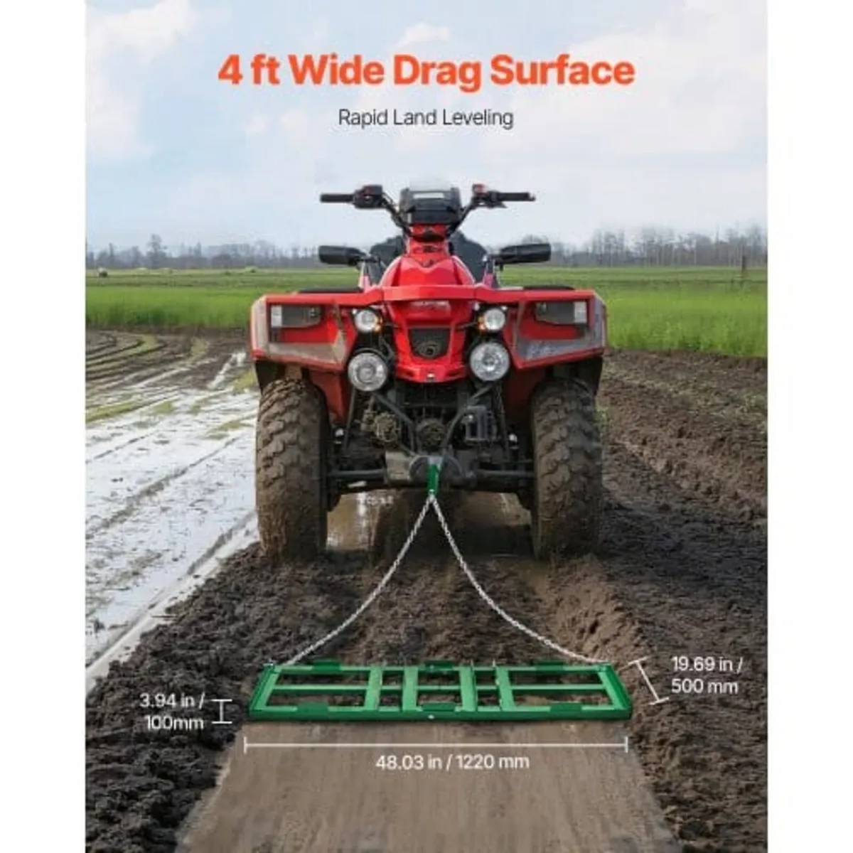 Drag Harrow, 4 ft Heavy Duty Tow Behind Drag Harro - Image 2