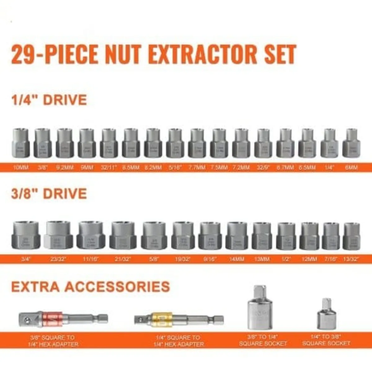 Bolt Extractor Set, 29-Piece Bolt and Nut Remover - Image 3