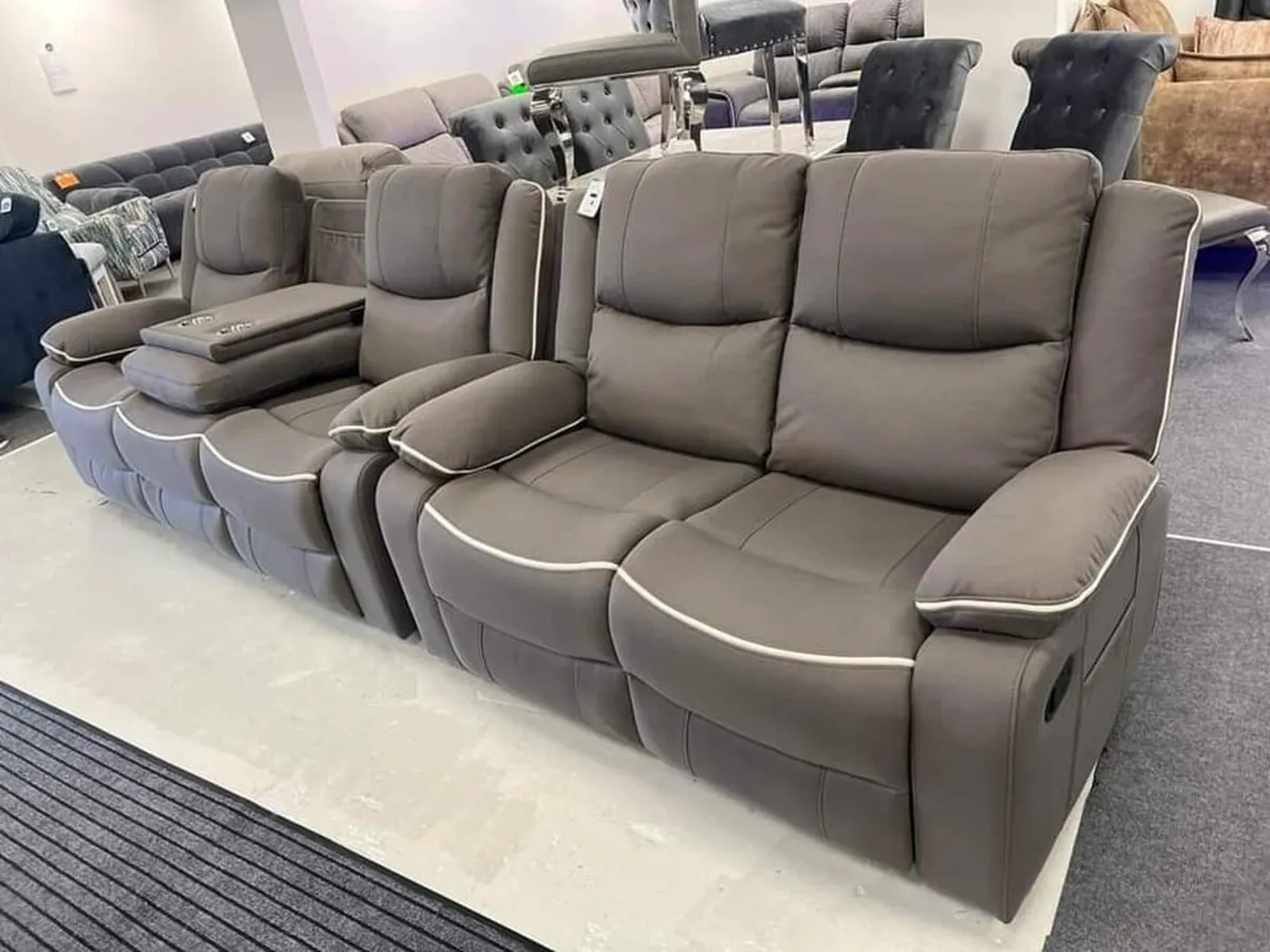 Chloe 3+2 Seater Micro Fabric Recliner Sofas - Image 1