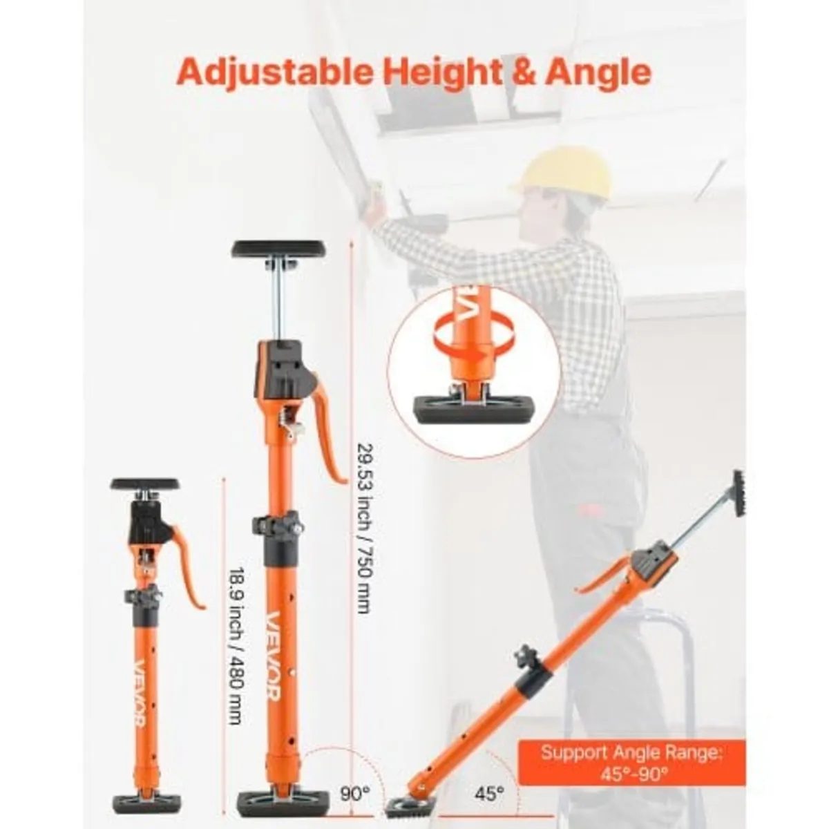 Cabinet Jack Support Pole, 2-Pack, 48-75 cm Steel - Image 2