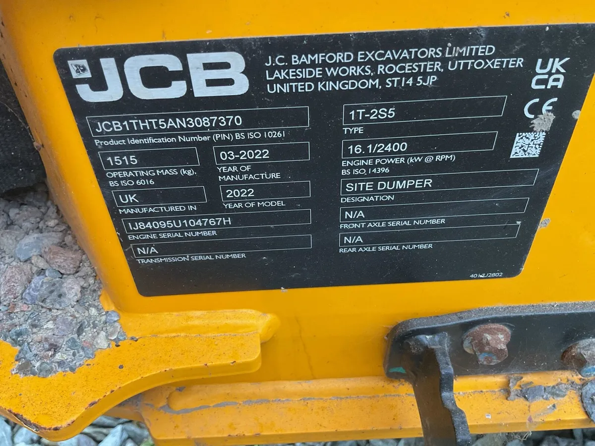 2022 JCB 1T -2 dumper - Image 4