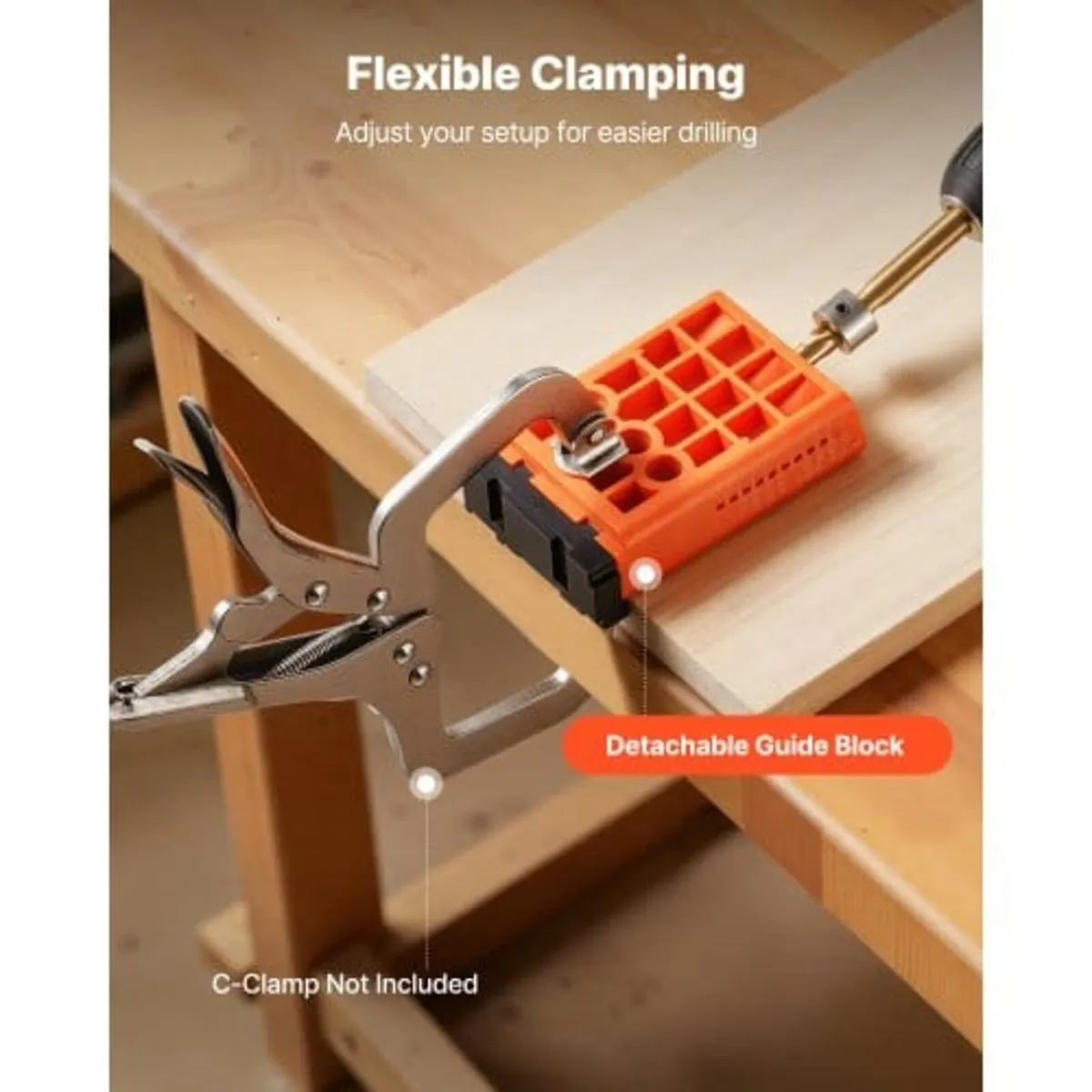 Pocket Hole Jig Kit, 12.7 to 38.1 mm Adjustable, L - Image 4