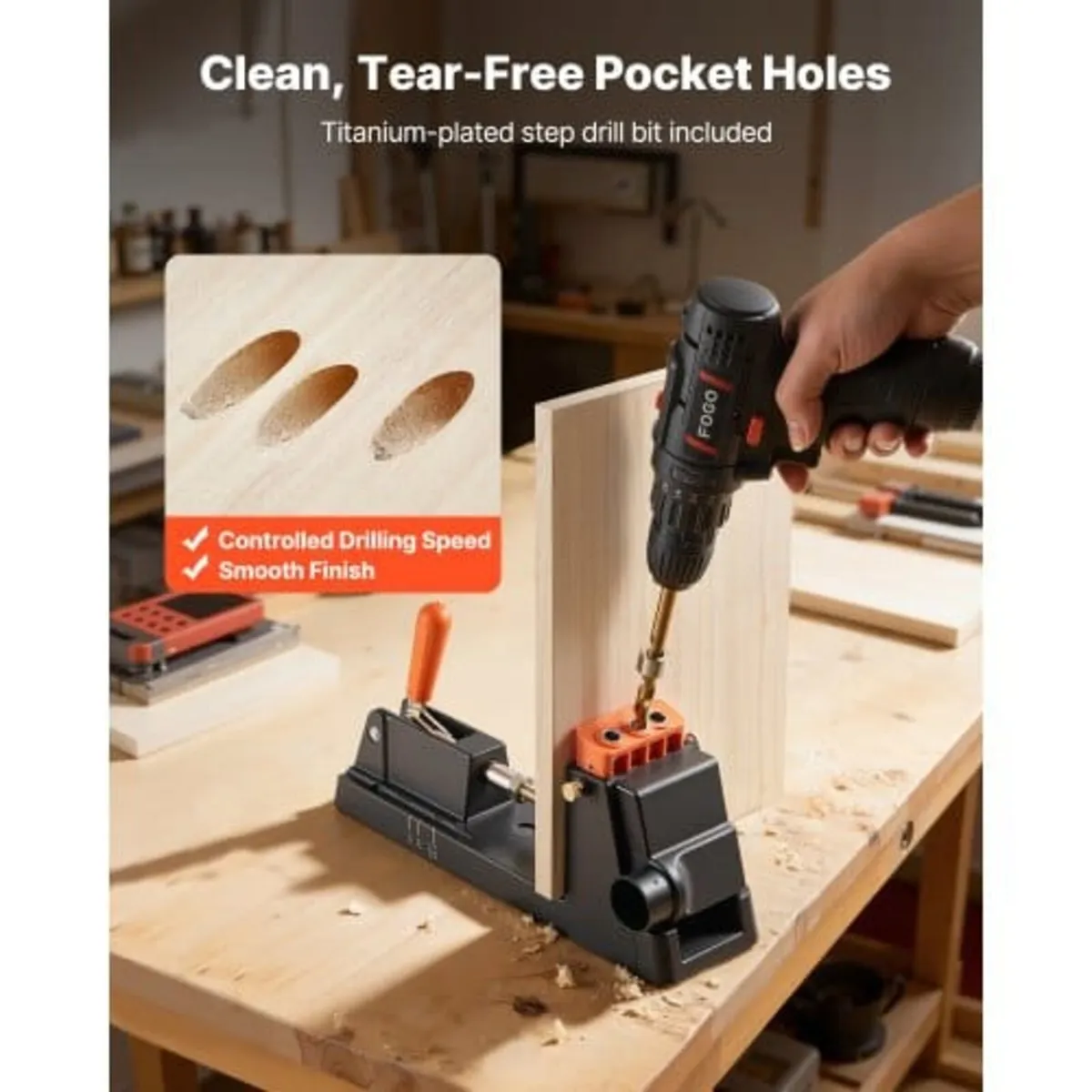 Pocket Hole Jig Kit, 12.7 to 38.1 mm Adjustable, L - Image 2