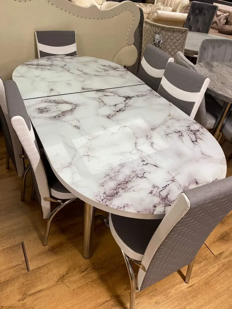 Extendable Kitchen Dining Table With 6 Chairs - Image 2
