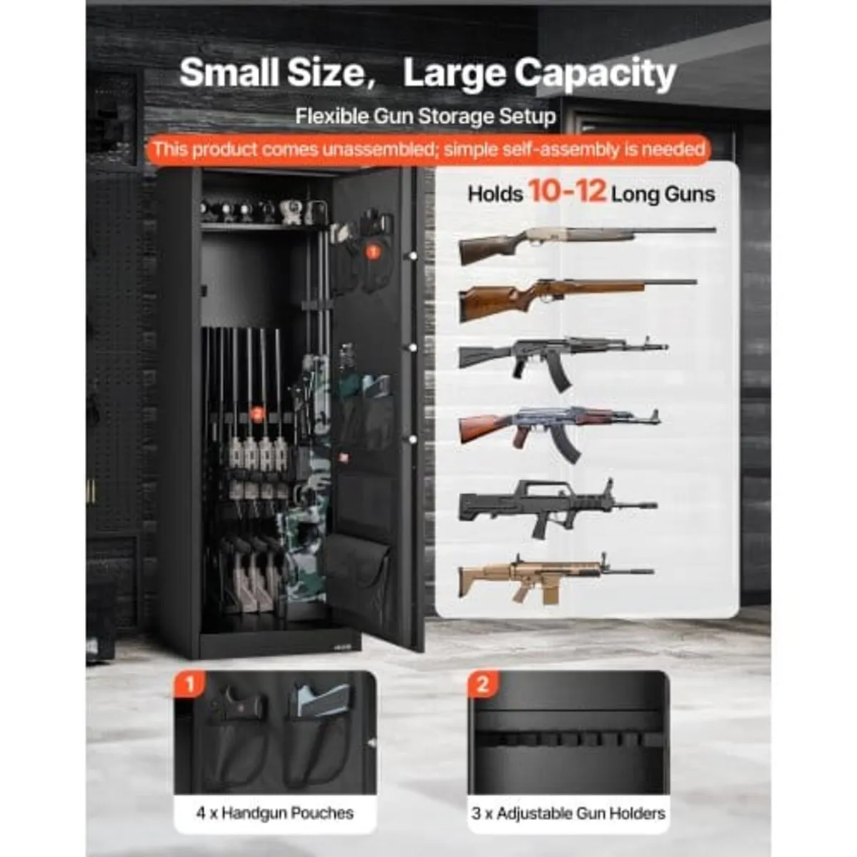 10-12 Gun Safe, Long Gun Cabinet for Rifles and Pi - Image 3
