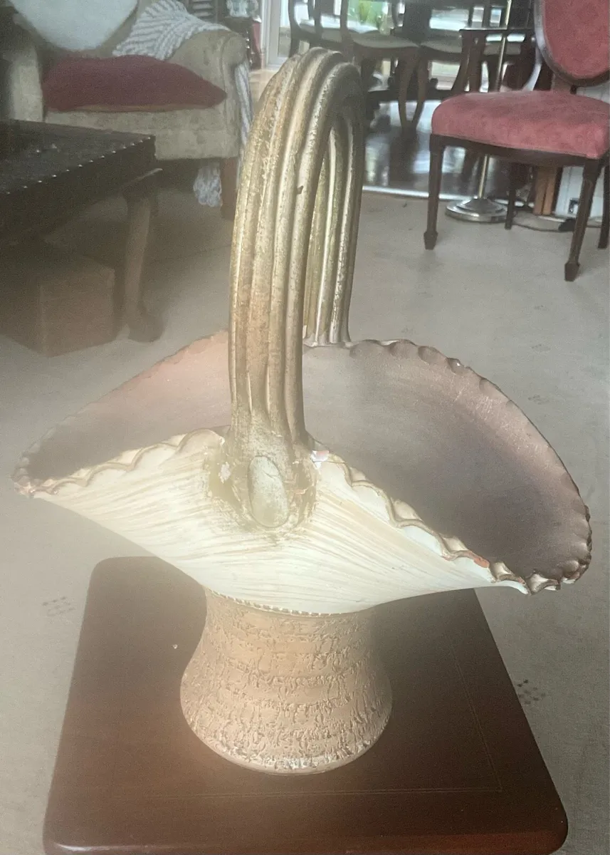 Vintage Studio Art Ceramic Flower Basket - Image 3