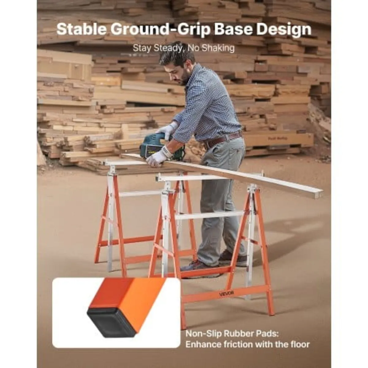 Saw Horses, 2 Pack Folding Work Horses, 199.6 kg L - Image 3