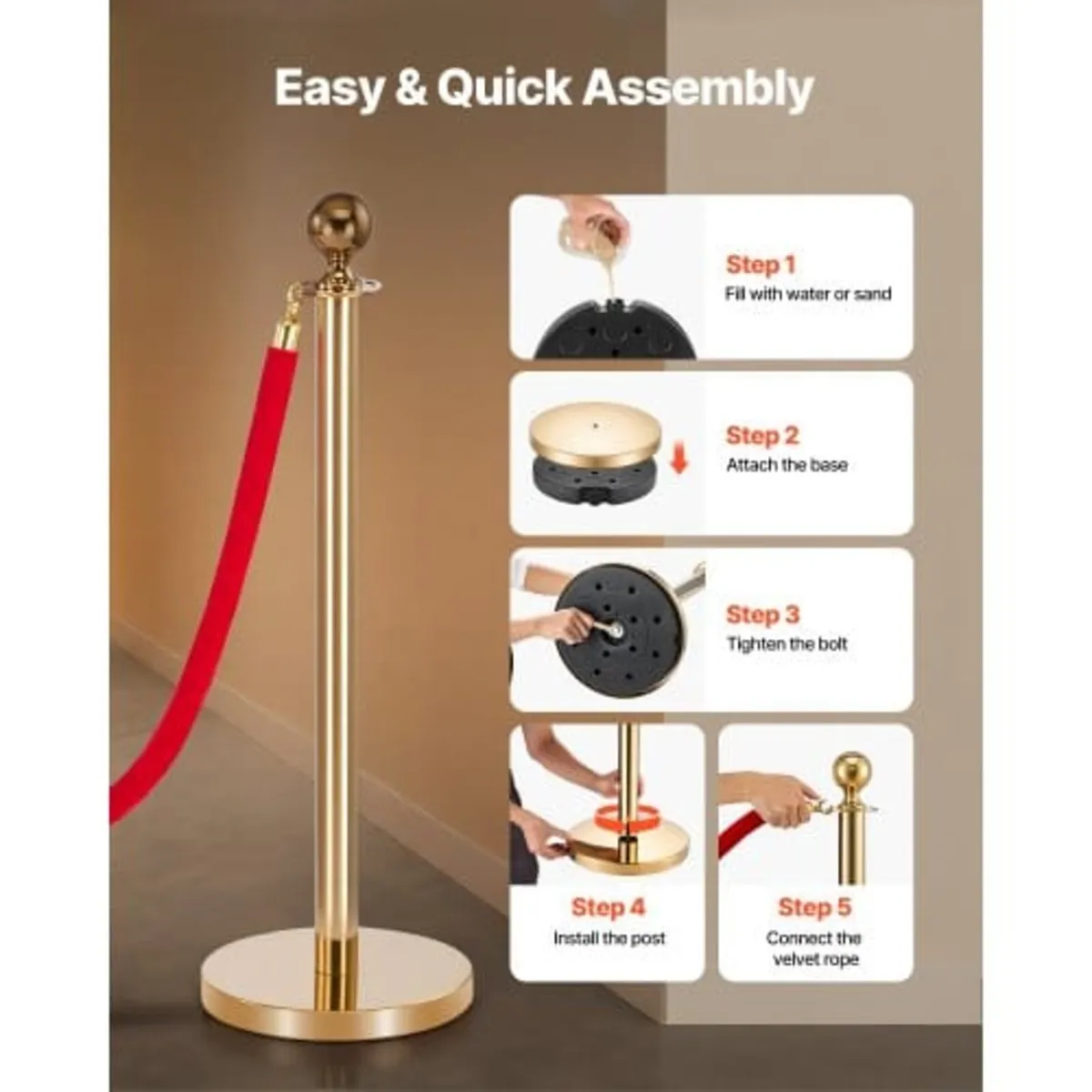 Stanchion Post, 8 Pcs Crowd Control Barrier Set wi - Image 3