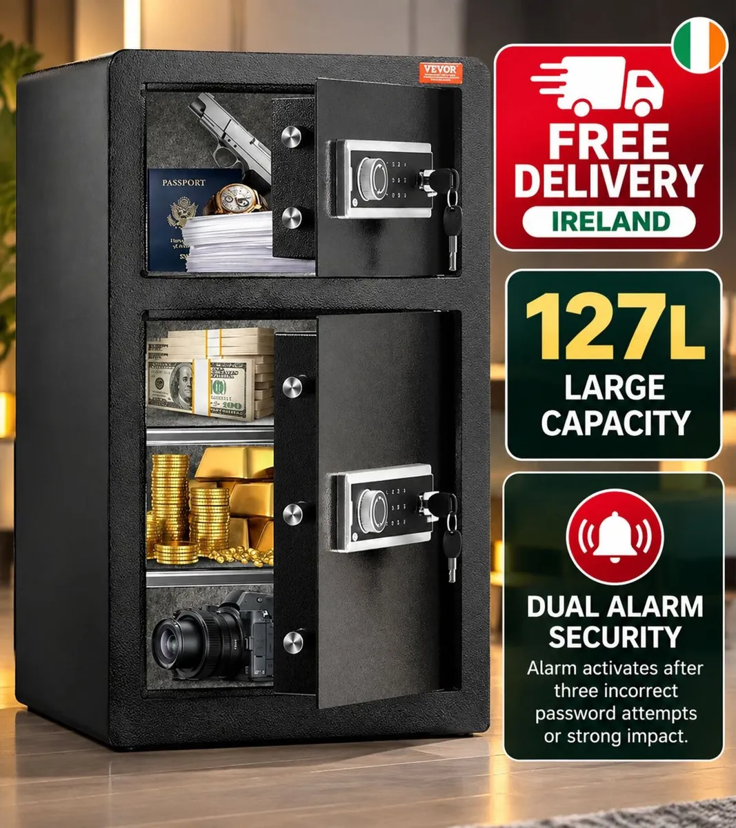 127L Dual Compartment Digital Security Safe with A - Image 1