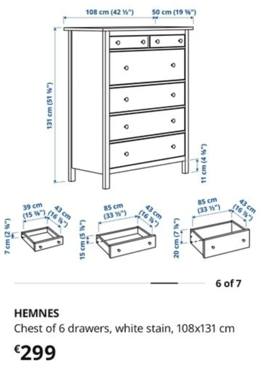 HEMNES Chest of 6 drawers - Image 2