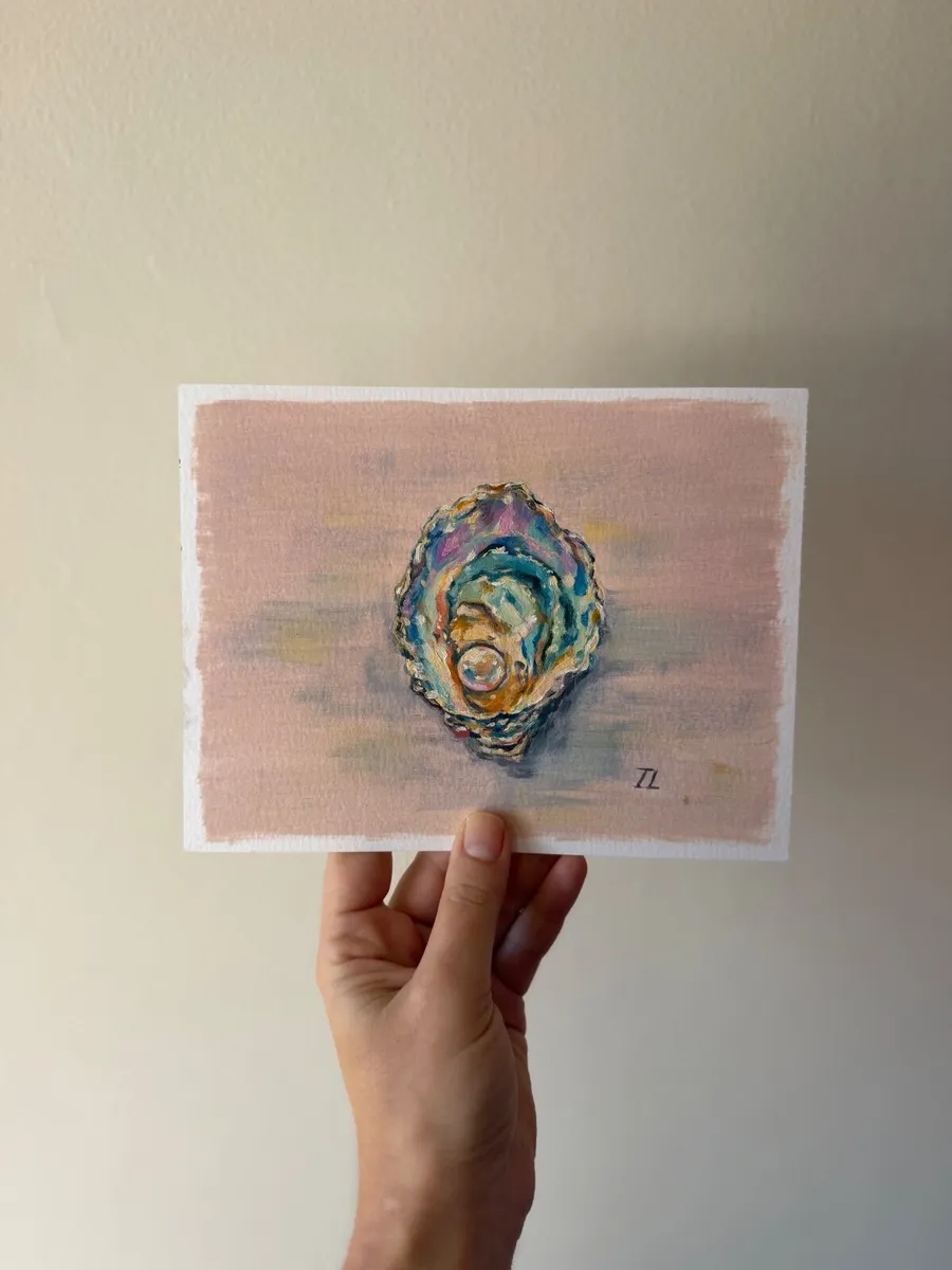 Small Original Art, Sea Shell Framed Oil Painting - Image 3