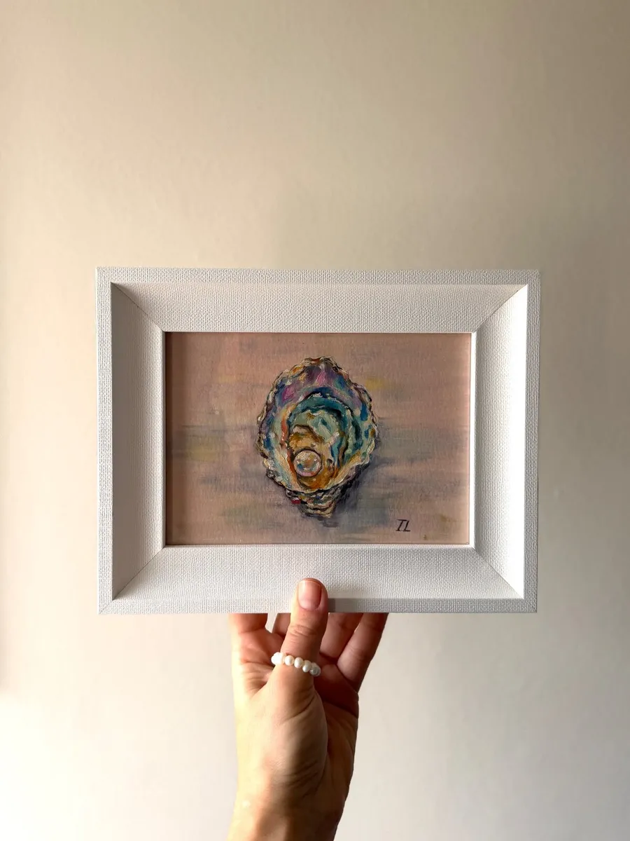 Small Original Art, Sea Shell Framed Oil Painting - Image 4