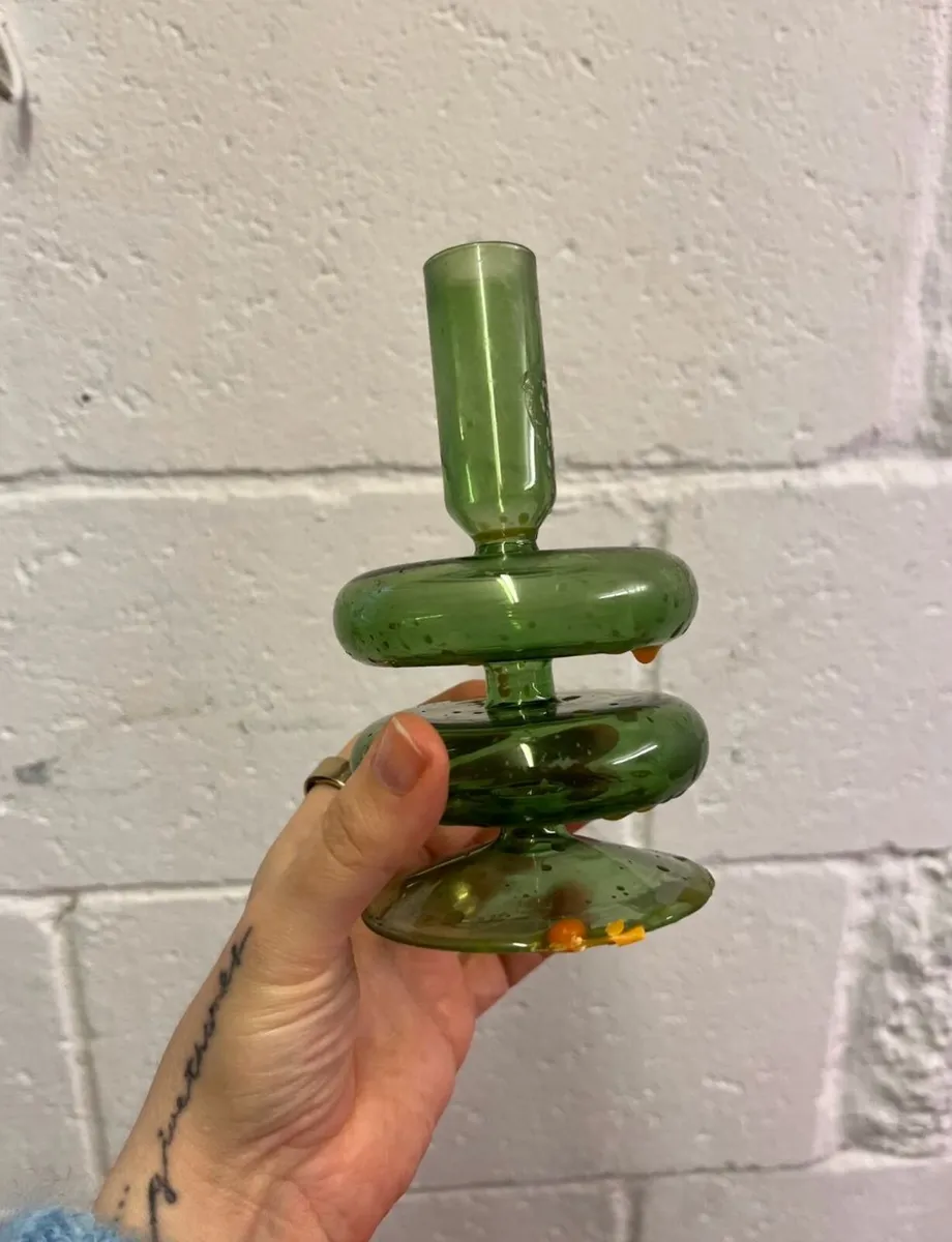 Glass Candleholder & Unused Wax Candle Stock - App - Image 4
