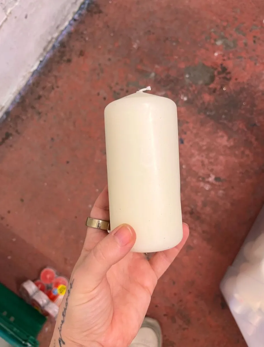 Glass Candleholder & Unused Wax Candle Stock - App - Image 2