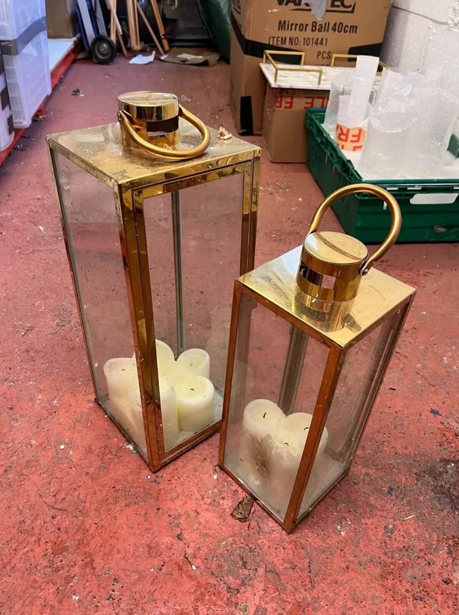 Gold Lantern, Geometric Decor & Candleholder Job L - Image 1