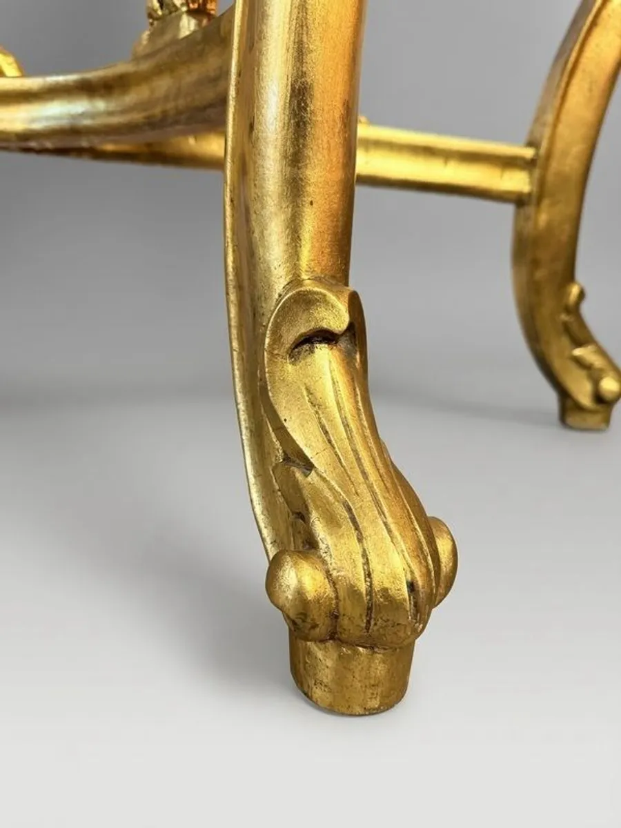 Carved Gilt Wood Console Table with Shaped Marble Top - Image 3