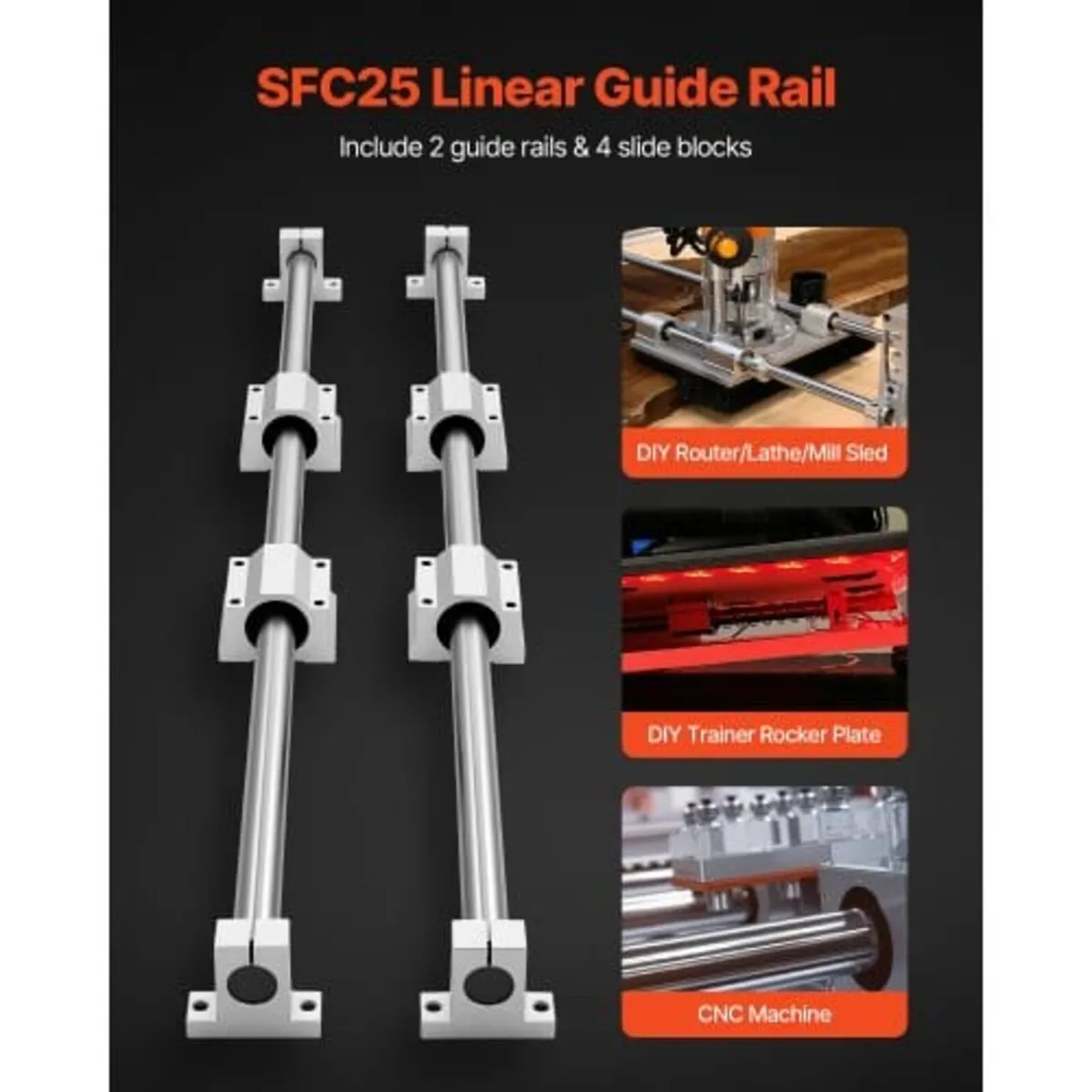 Linear Rail Kit, SFC25, 2Pcs 1000 mm (39.4 inch) L - Image 3