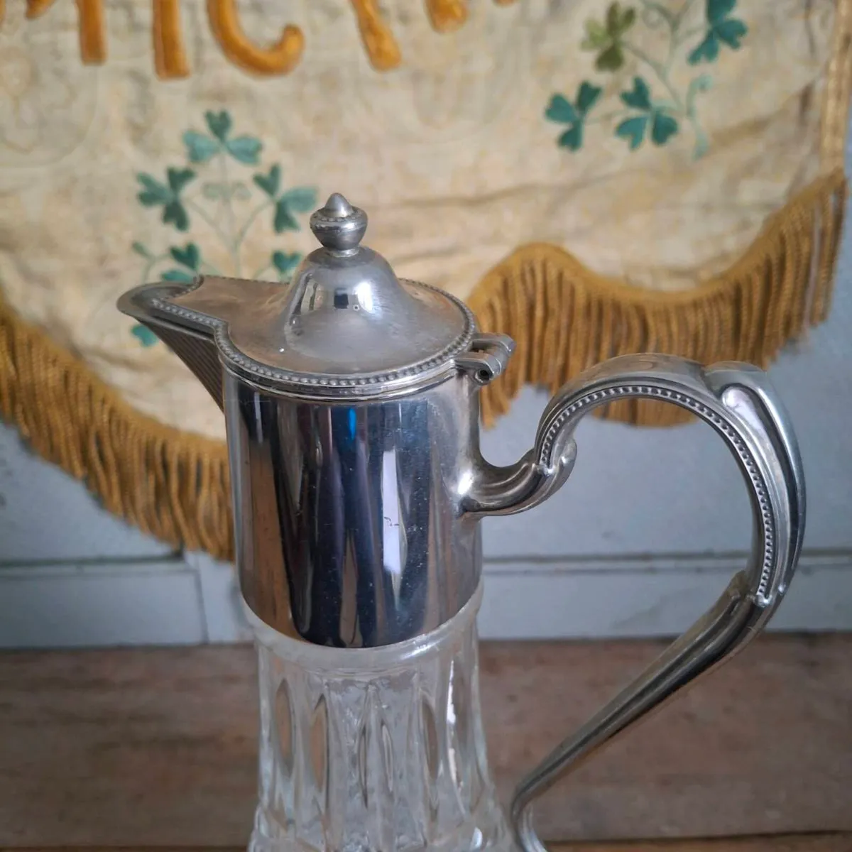 Mid-Century Silver-Plated & Cut Glass Claret Jug - Image 2