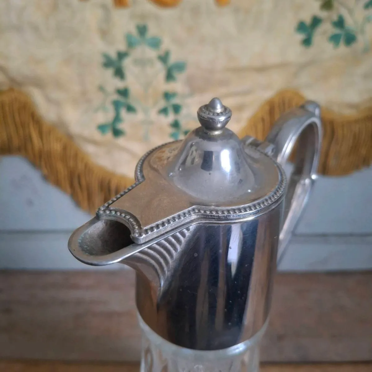Mid-Century Silver-Plated & Cut Glass Claret Jug - Image 3