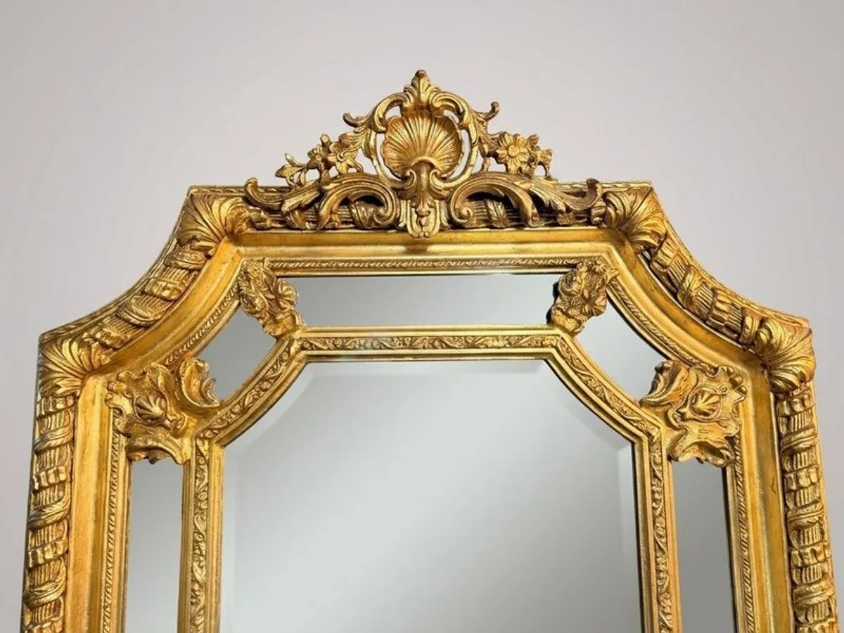Large French Style Gilt Wood Section Mirror - Image 2