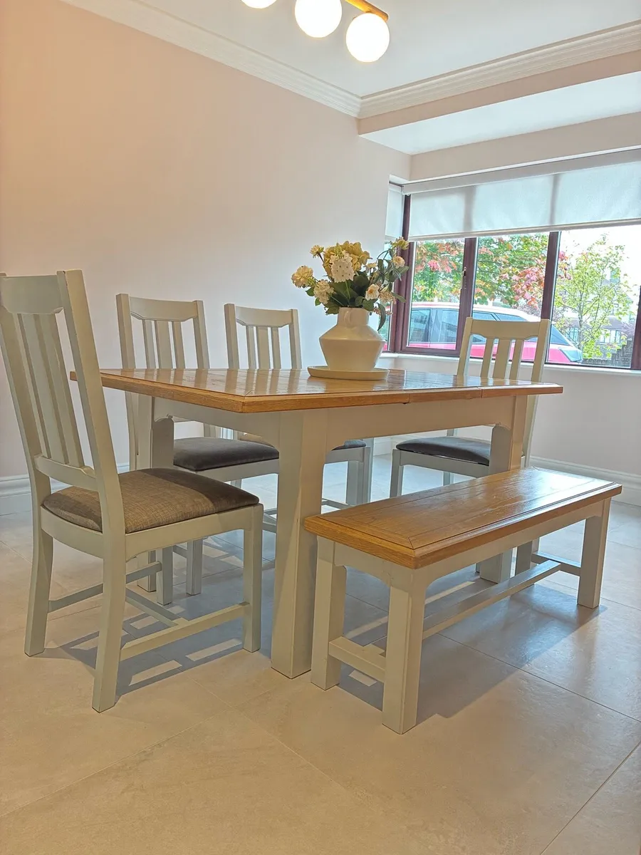 EZ LIVING Camille dining table, bench & 4 chairs - Image 1