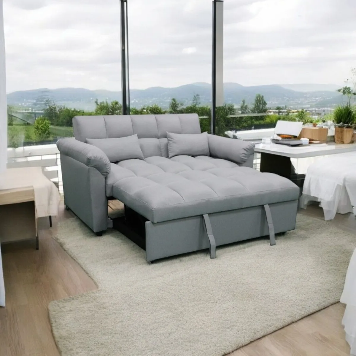 🛋️ PULL-OUT DOUBLE SOFA BED – TOKYO GREY - Image 2