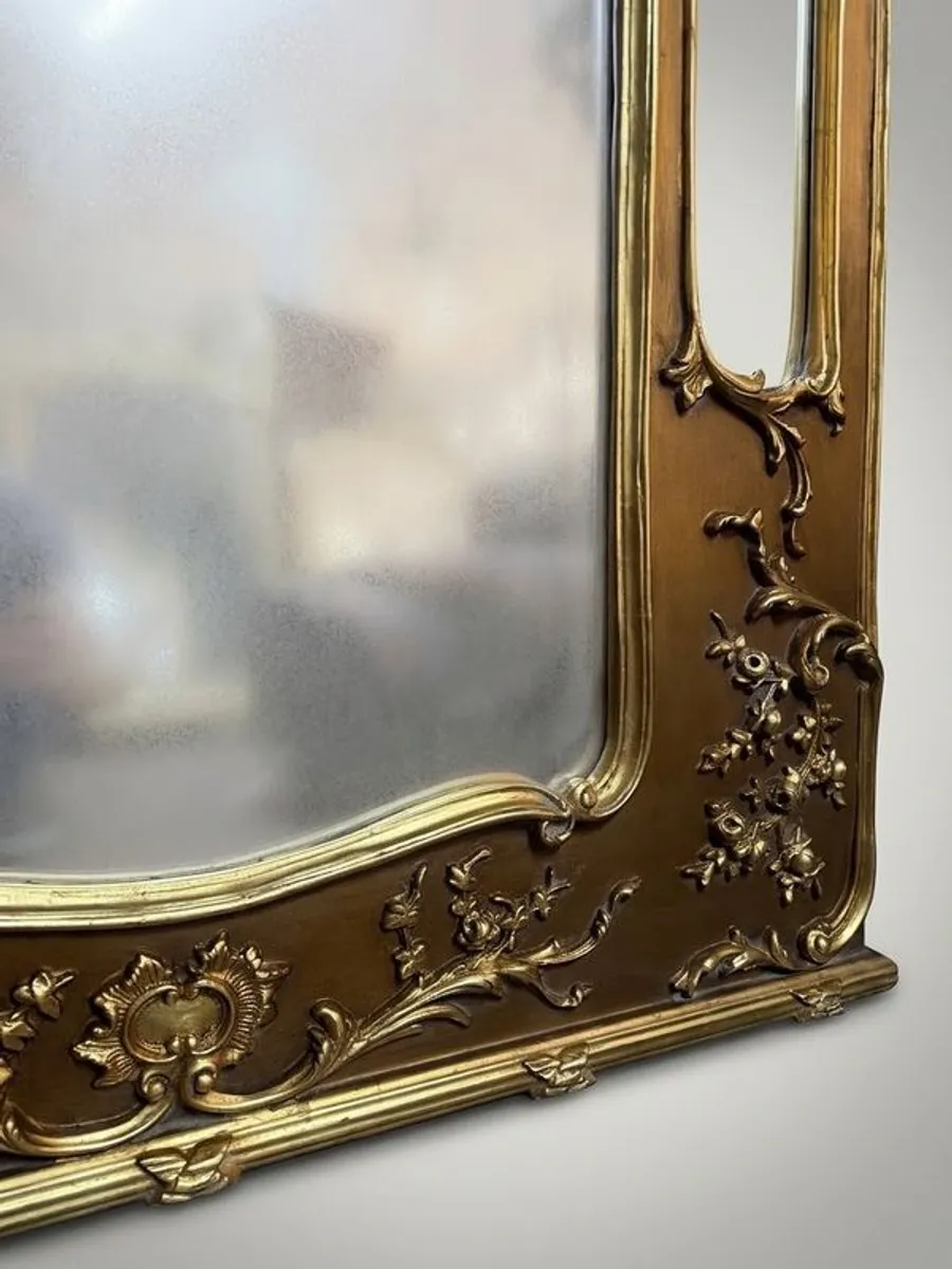 Large Sectioned Wall Mirror with Foliage and Scroll Detail - Image 4