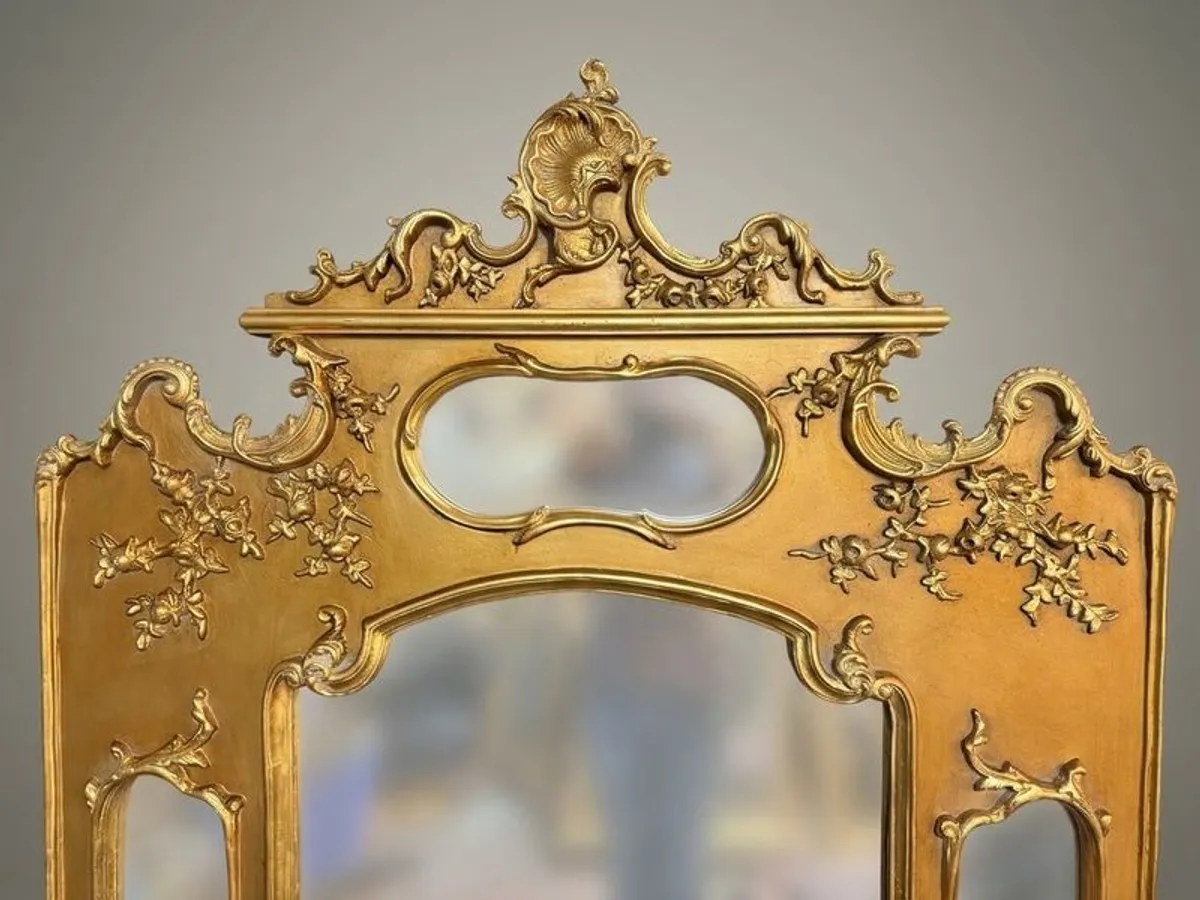 Large Sectioned Wall Mirror with Foliage and Scroll Detail - Image 2