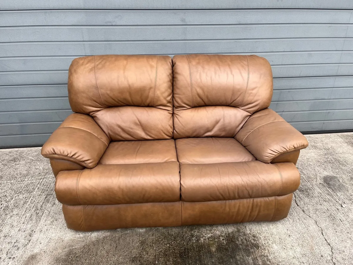 2 seater brown leather
