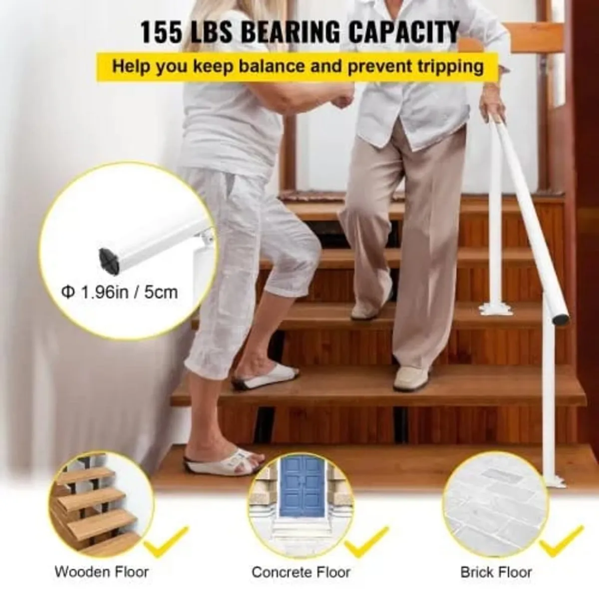 Stair Railing Kit, 152.4 cm Handrails for Outdoor - Image 3