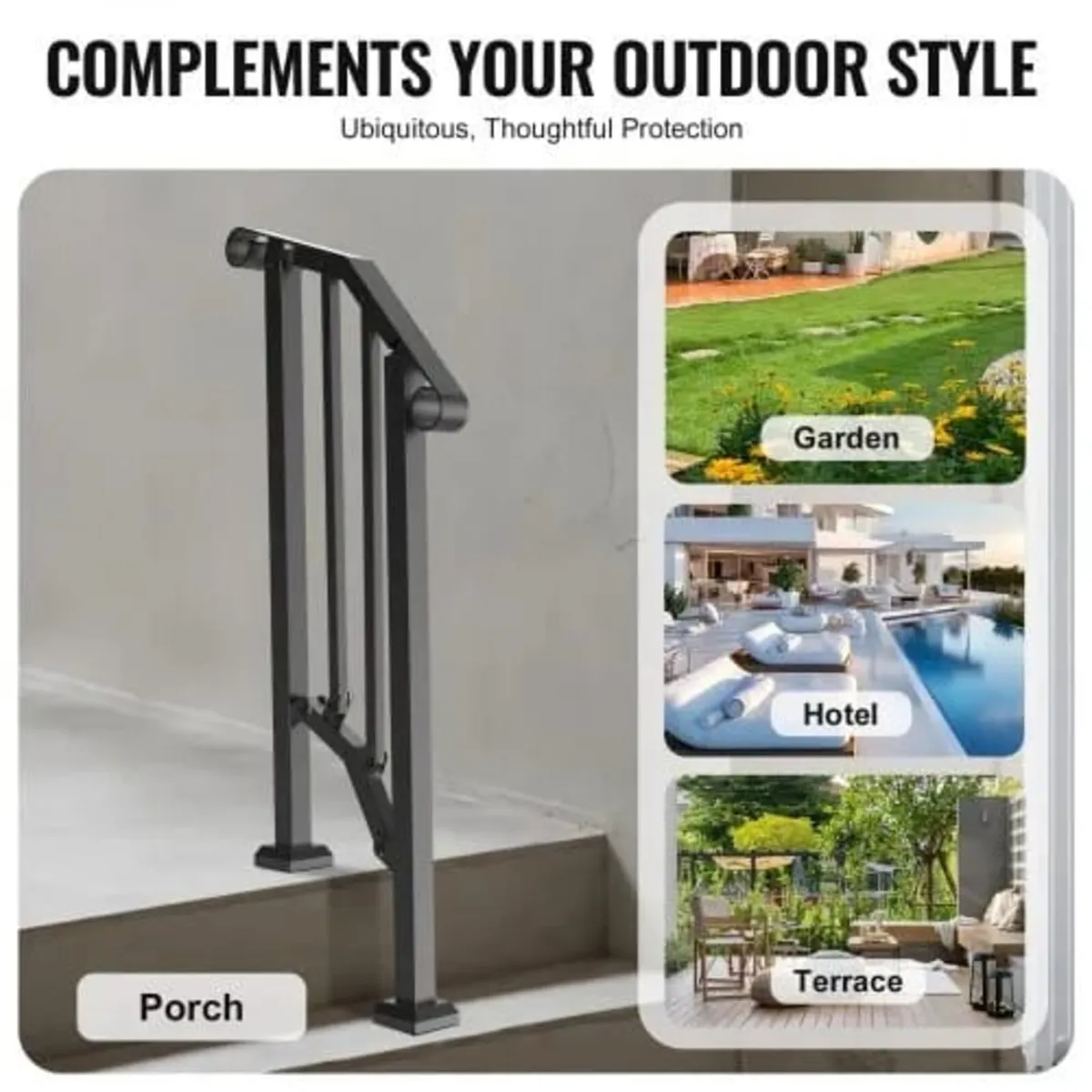 Handrails for Outdoor Steps, 1-2 Step Stair Hand R - Image 4