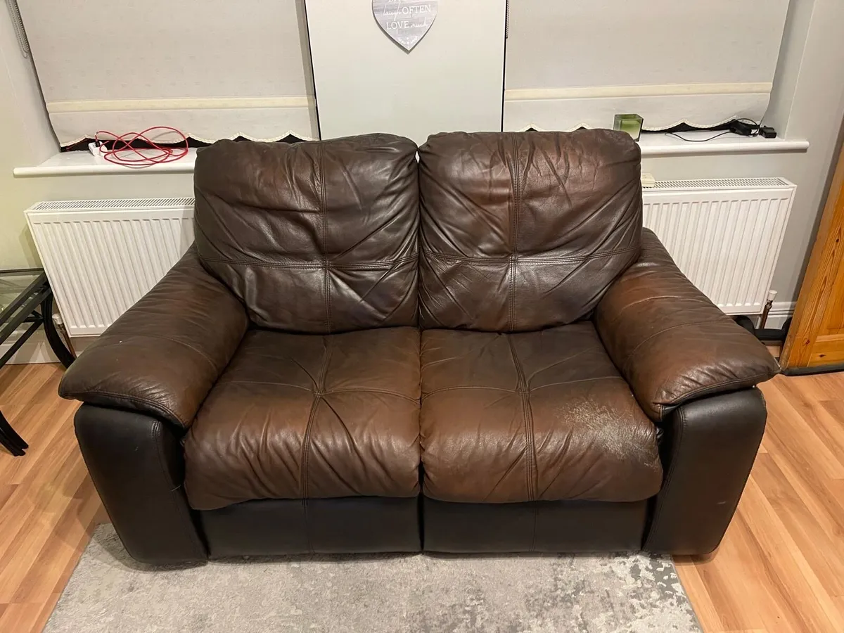 Leather reclining sofa set - Image 4