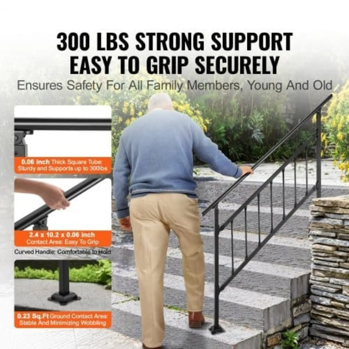Outdoor Stair Railing, Fits for 1-4 Steps Transiti - Image 2