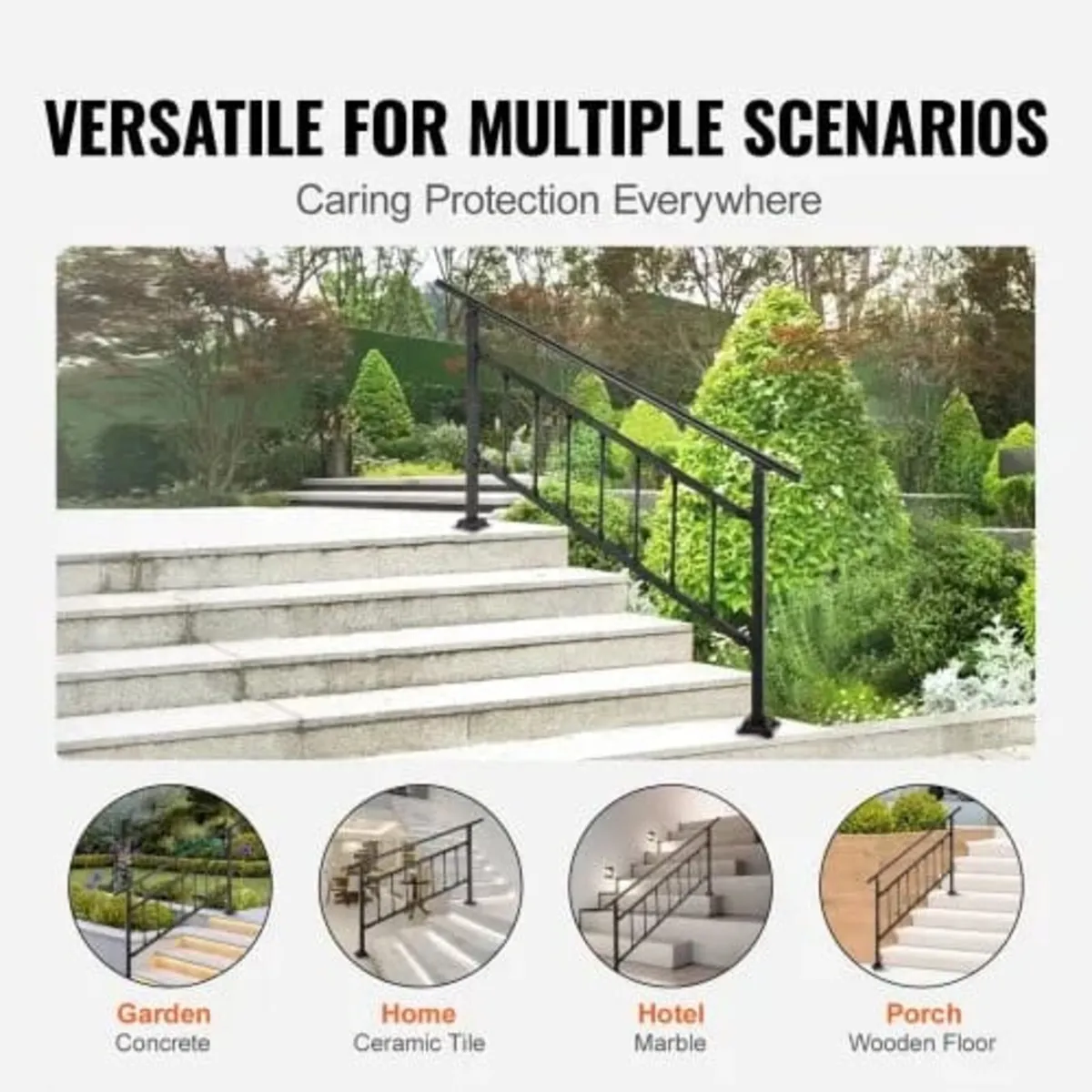 Outdoor Stair Railing, Fits for 1-4 Steps Transiti - Image 3