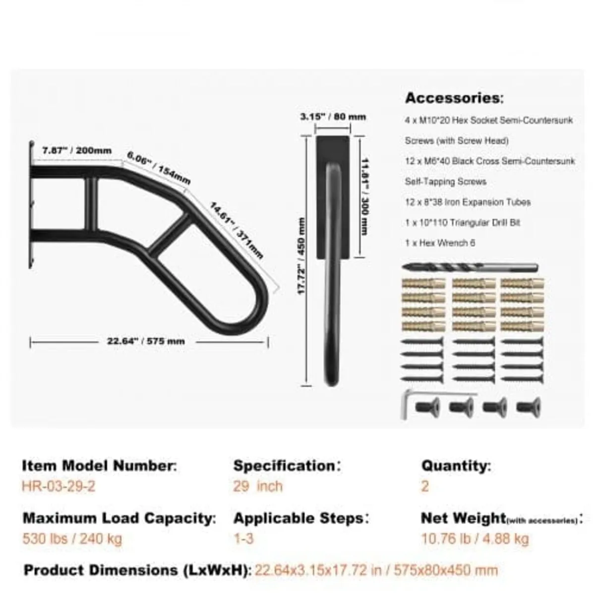 Single Post Handrail for Outdoor 1-3 Step 102.9 cm - Image 4