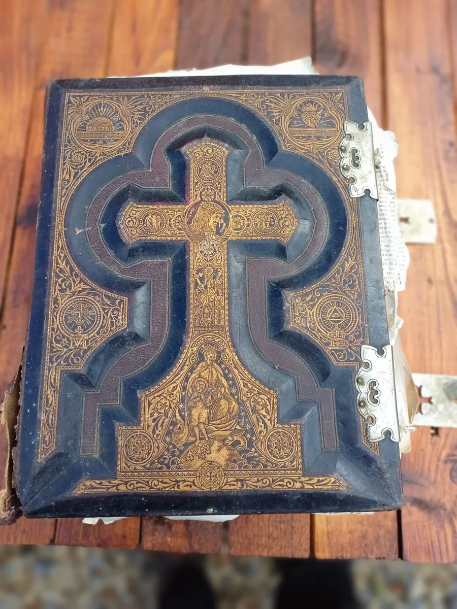 1880s Rare  Catholic Bible - Image 1