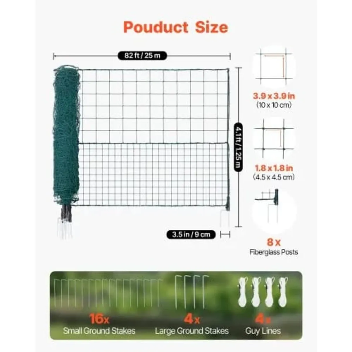 Temporary Fence with Posts, 1.25 x 25m Plastic Mes - Image 3