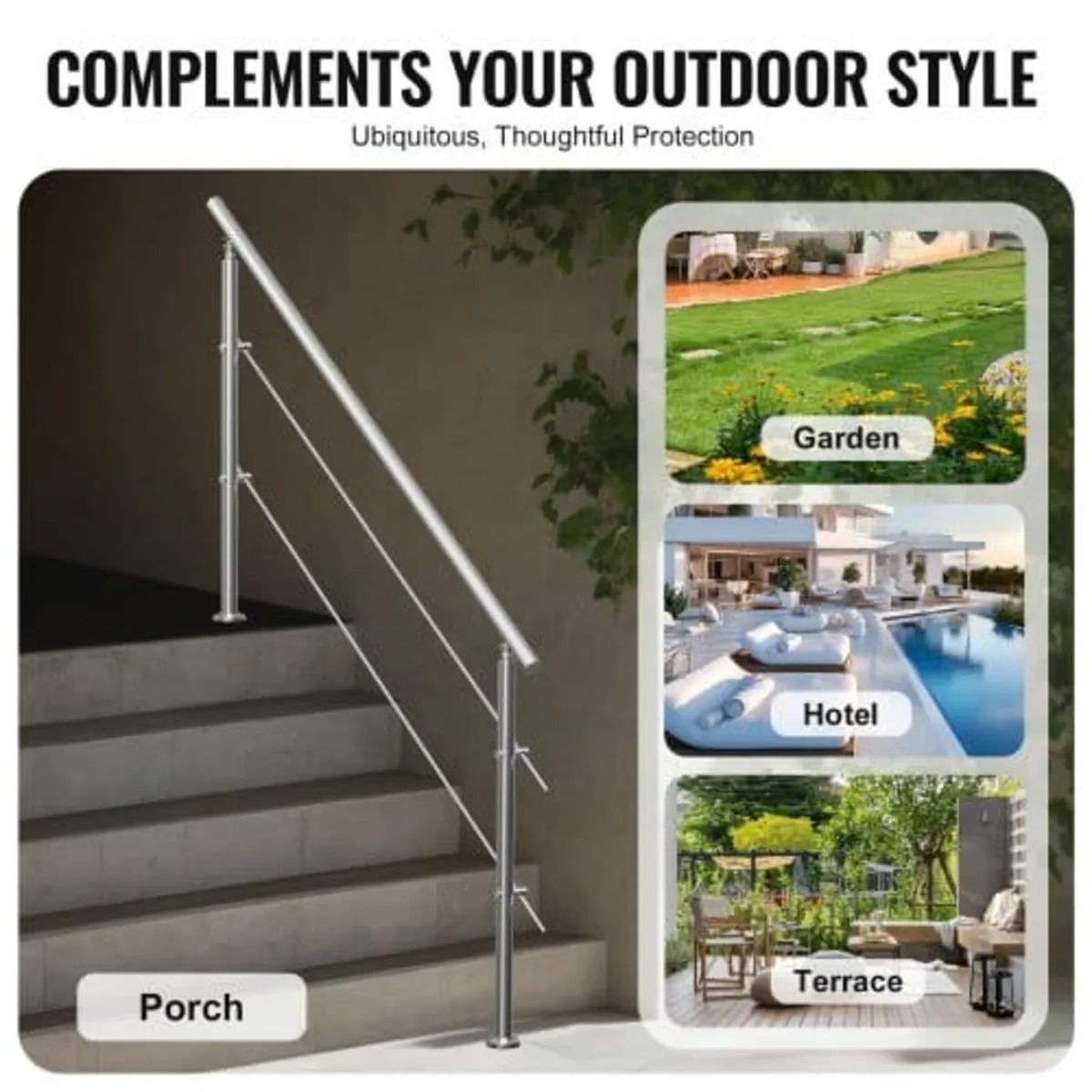 180.1 cm Handrails for Outdoor Steps 2 Crossbars S - Image 4