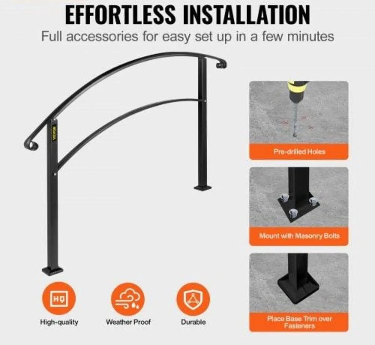 Handrails for Outdoor Steps, Fit 1 or 5 Steps Outd - Image 4