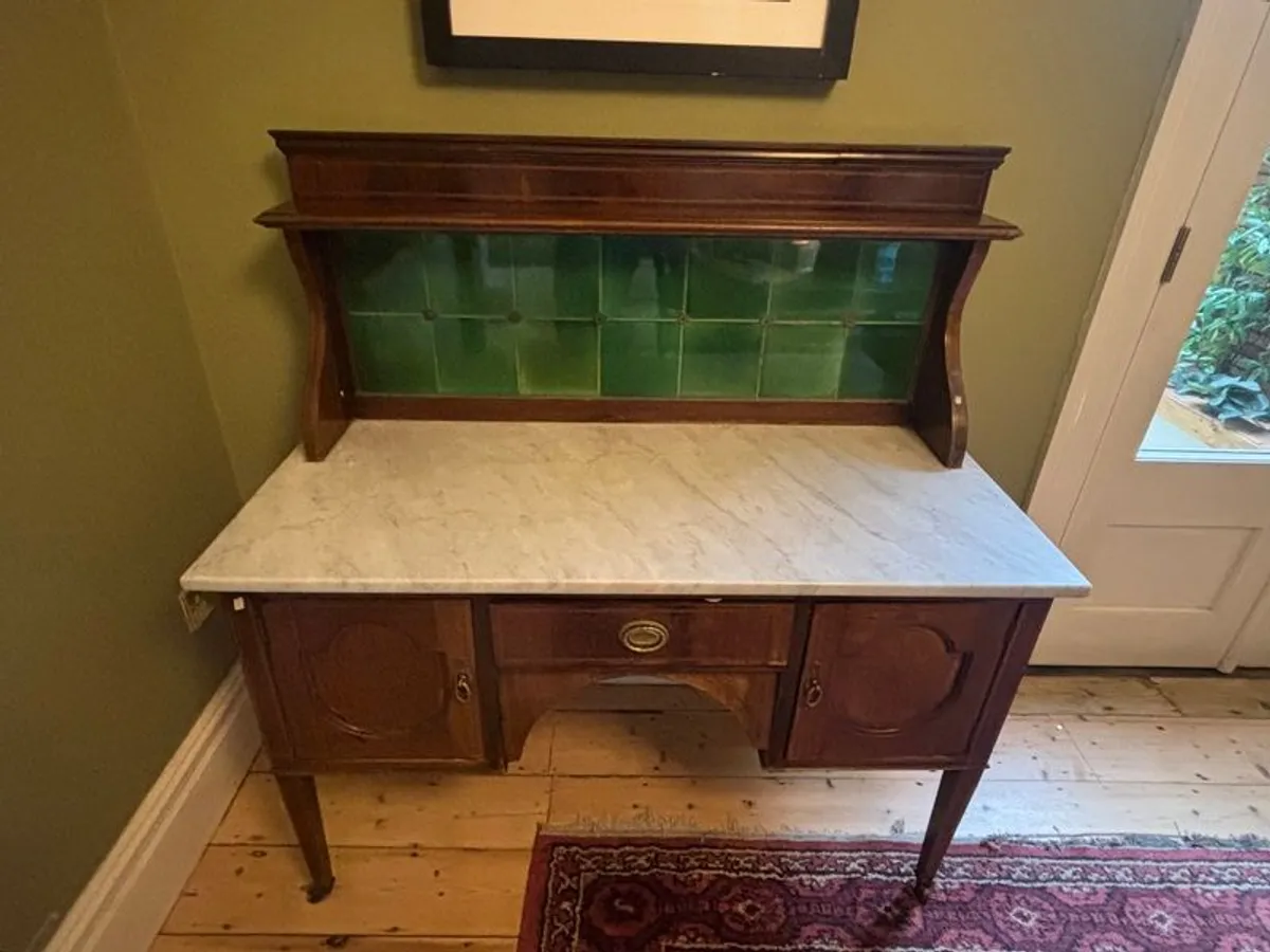 Antique Marble Top Mahogany Sideboard - Image 1