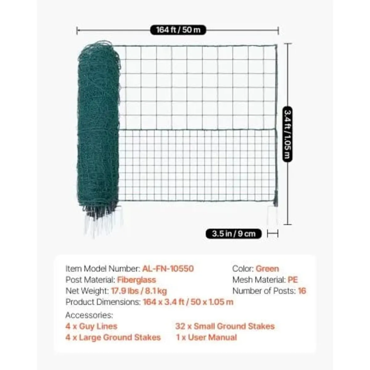 Temporary Fence with Posts, 1.05 x 50m Plastic Mes - Image 4
