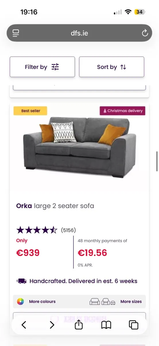2 seater couch (DFS Okra) - Image 3