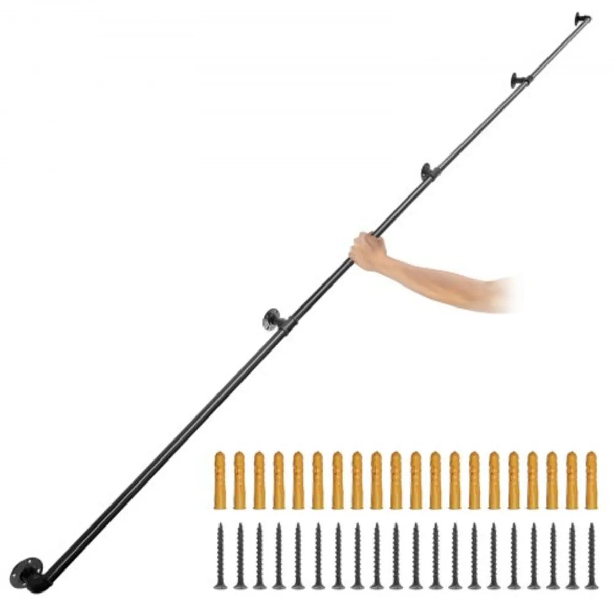 Pipe Stair Handrail, 396.2 cm Staircase Handrail, - Image 1