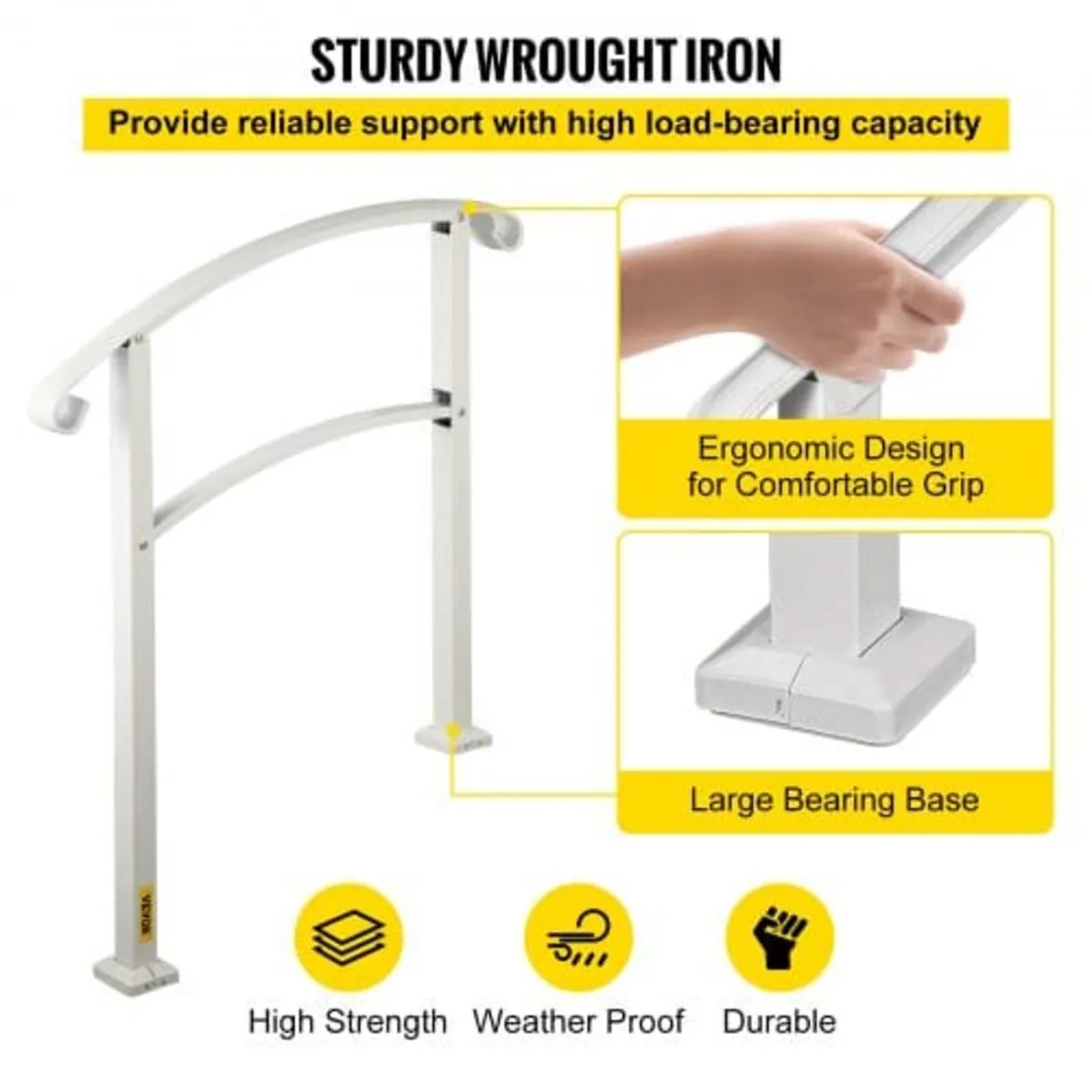 3-Step Handrails for Outdoor Steps Fits 1 or 3 Ste - Image 2