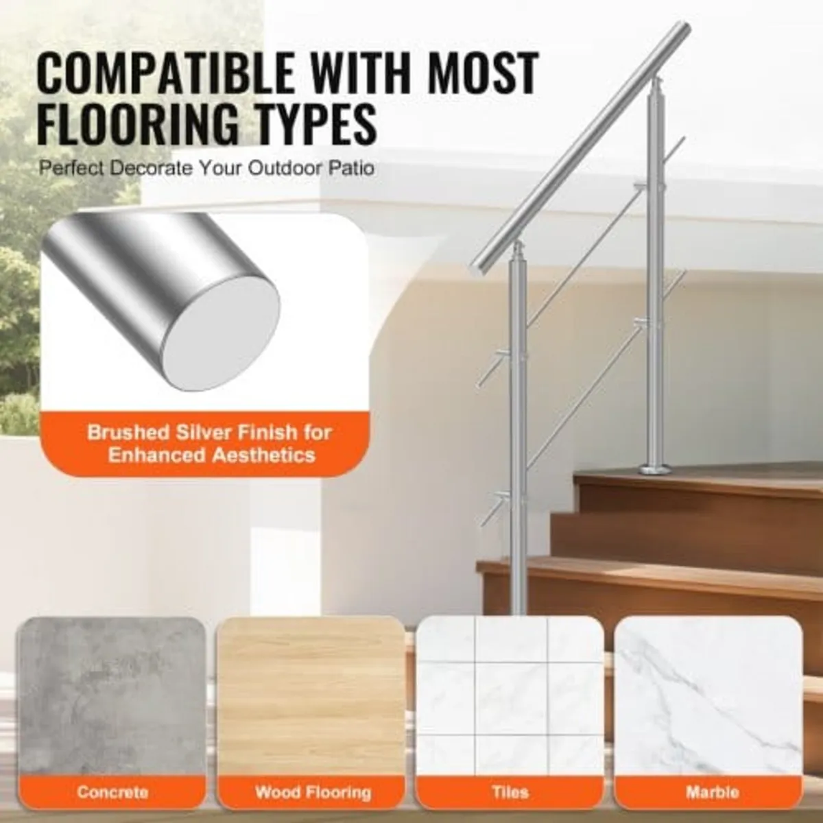 100.1 cm Handrails for Outdoor Steps 2 Crossbars S - Image 2