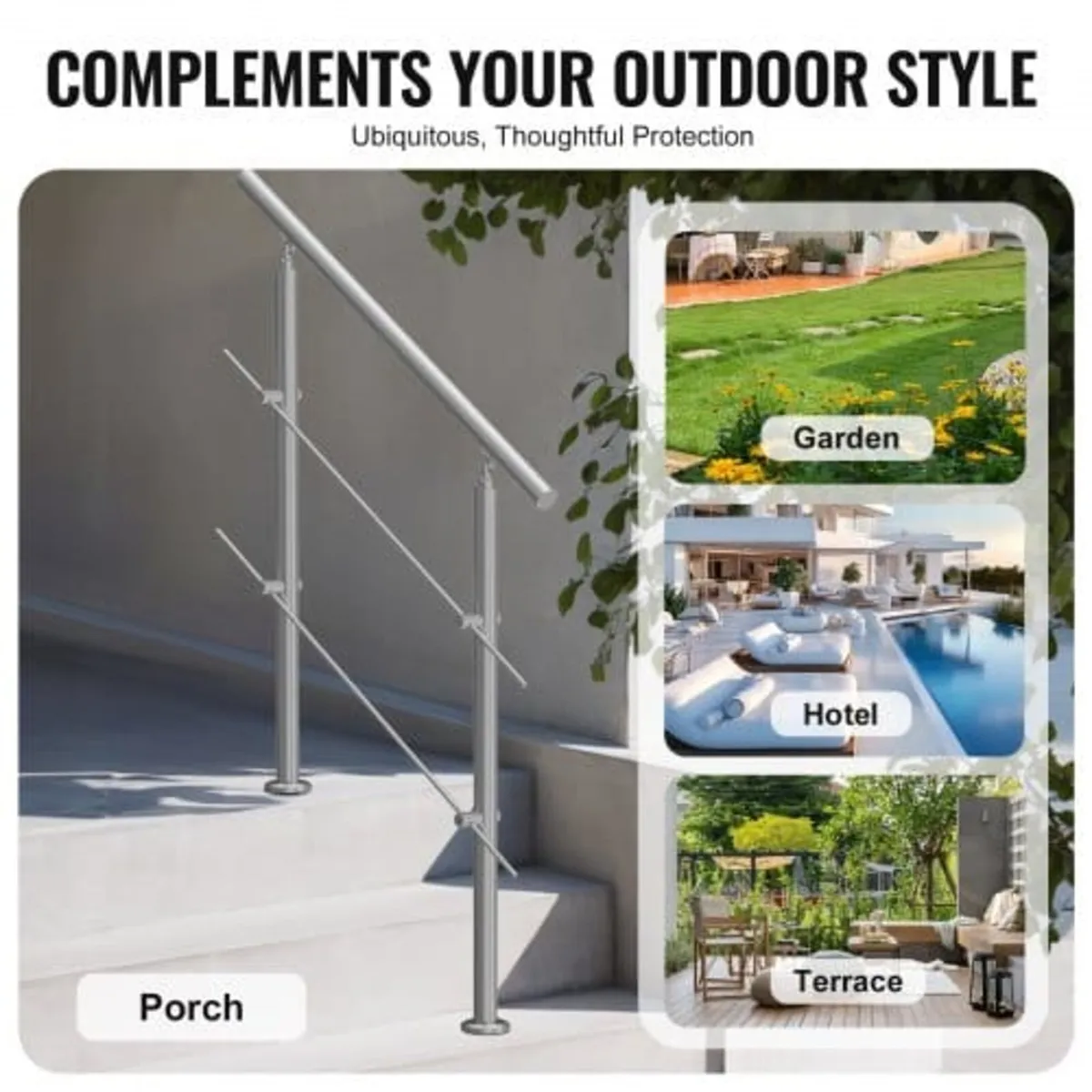 100.1 cm Handrails for Outdoor Steps 2 Crossbars S - Image 4
