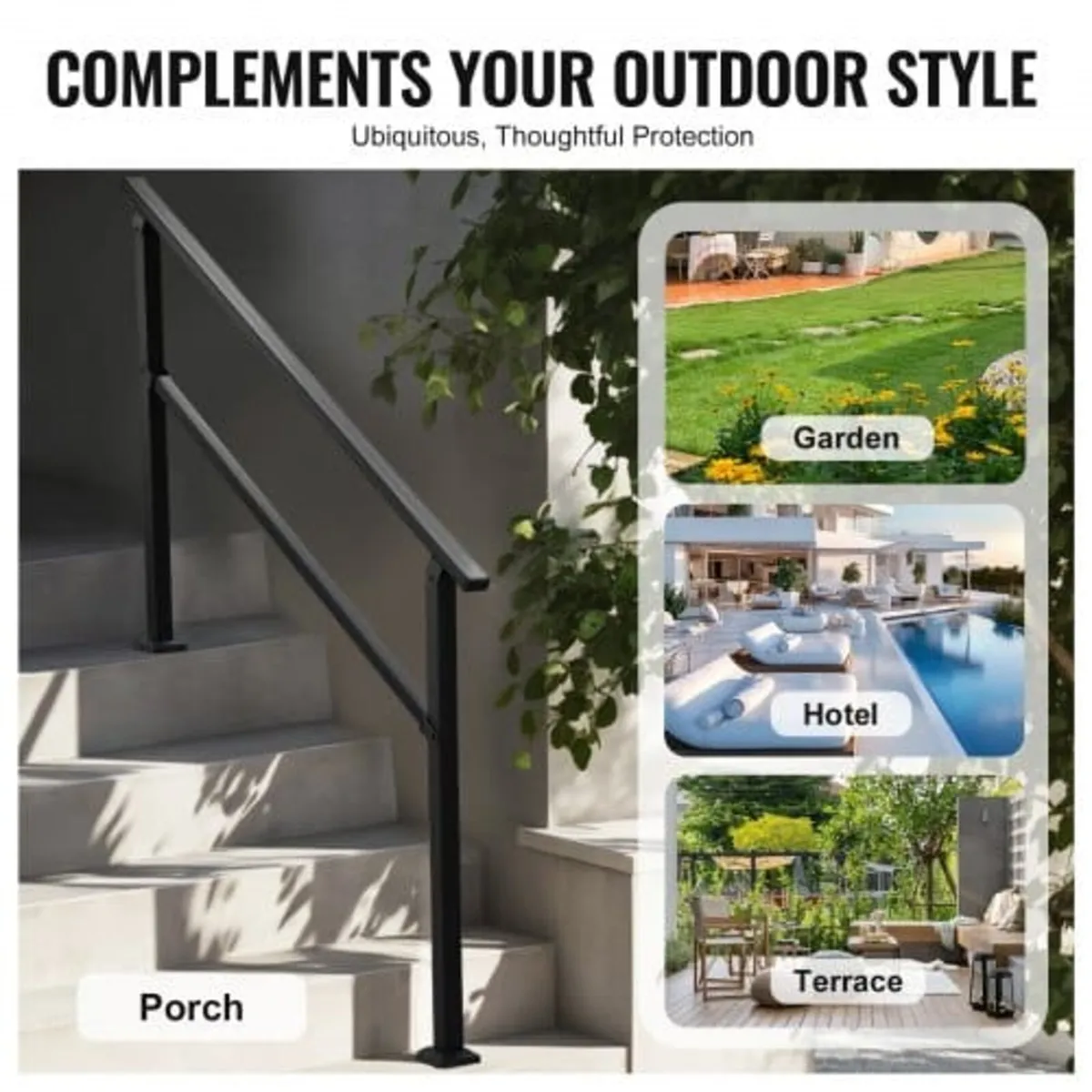Outdoor Handrails for Steps, 4-5 Step Stair Rail K - Image 4
