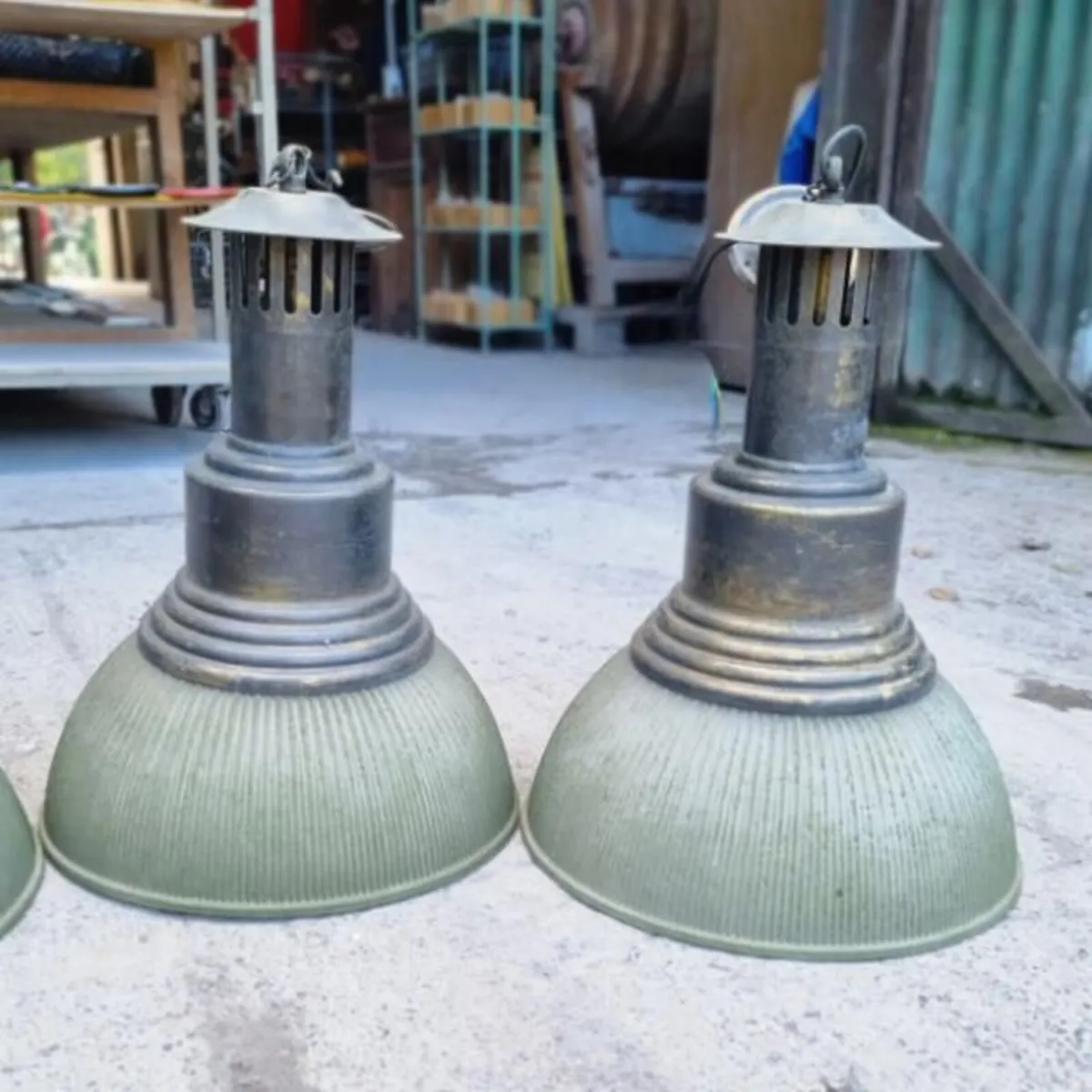 Set Of 4 Vintage Style Industrial Pendant Lights K - Image 4