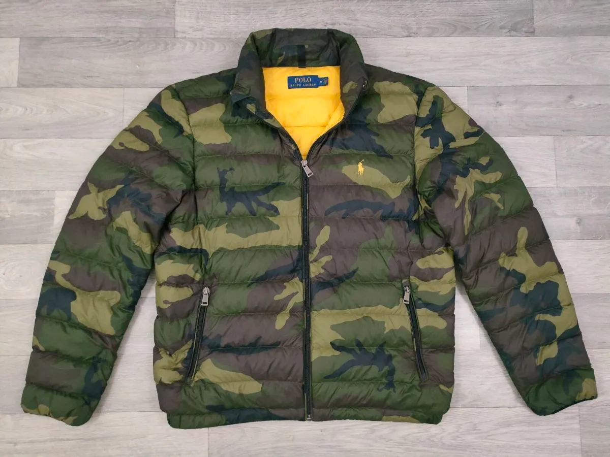 Ralph Lauren Down Puffer Camo Jacket Mens Medium - Image 1